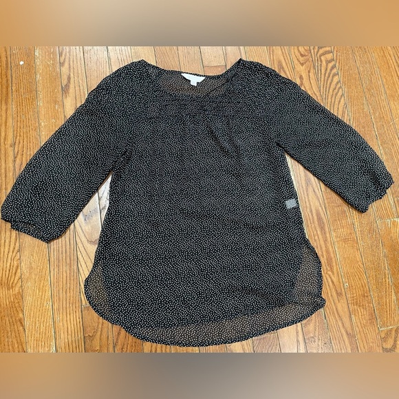 LC Lauren Conrad Black and White Dotted Blouse - Picture 1 of 5